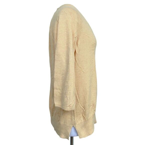 Chico's V-Neck Pullover 3/4 Sleeve Lightweight Sweater Top Peach Color Sz 2 M-L - Picture 3 of 5